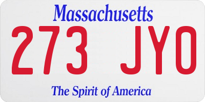 MA license plate 273JY0