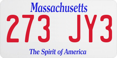 MA license plate 273JY3