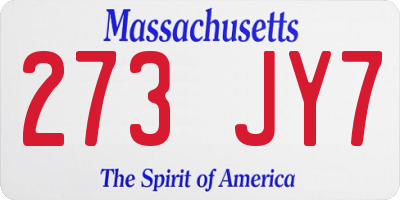MA license plate 273JY7