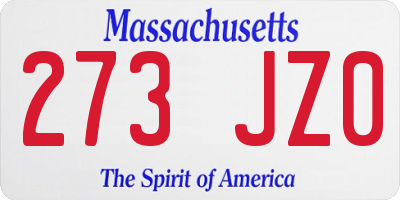 MA license plate 273JZ0