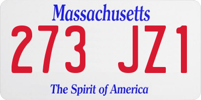 MA license plate 273JZ1
