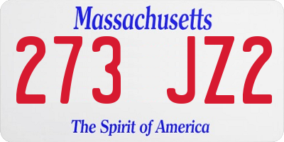MA license plate 273JZ2