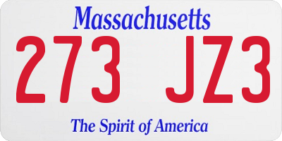 MA license plate 273JZ3