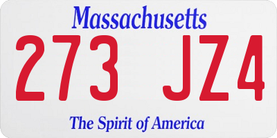 MA license plate 273JZ4