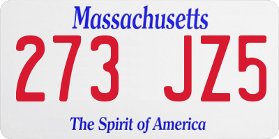 MA license plate 273JZ5