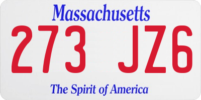 MA license plate 273JZ6