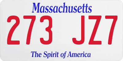 MA license plate 273JZ7