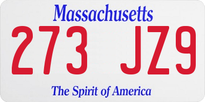 MA license plate 273JZ9