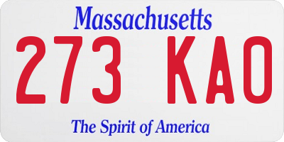 MA license plate 273KA0
