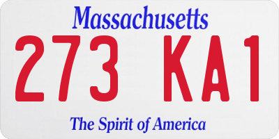 MA license plate 273KA1