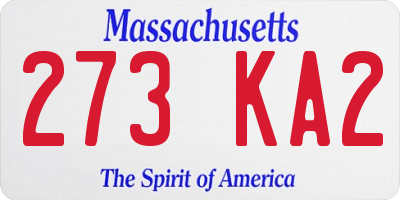 MA license plate 273KA2