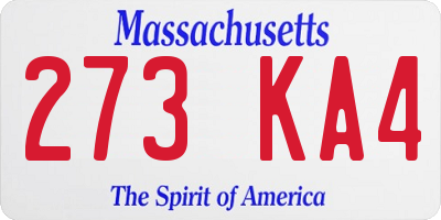 MA license plate 273KA4