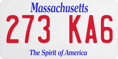 MA license plate 273KA6