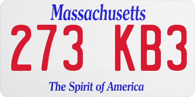 MA license plate 273KB3