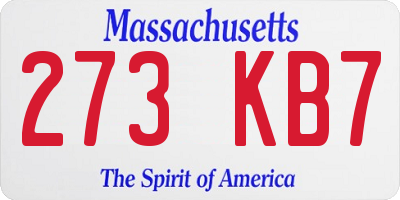 MA license plate 273KB7