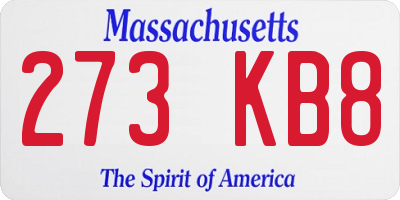 MA license plate 273KB8