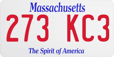 MA license plate 273KC3