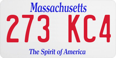 MA license plate 273KC4