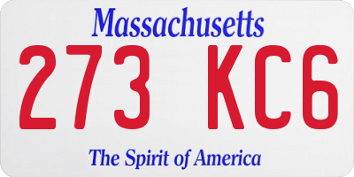 MA license plate 273KC6