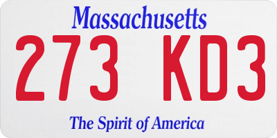MA license plate 273KD3