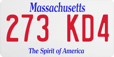 MA license plate 273KD4