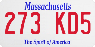 MA license plate 273KD5