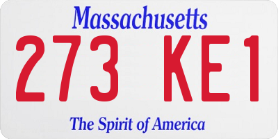 MA license plate 273KE1
