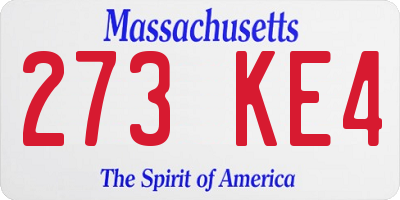 MA license plate 273KE4