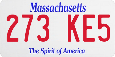 MA license plate 273KE5