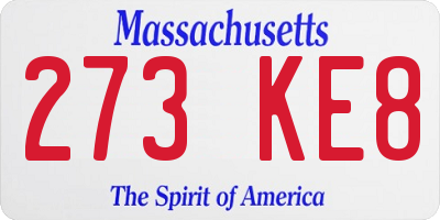 MA license plate 273KE8