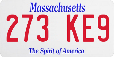 MA license plate 273KE9
