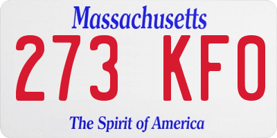 MA license plate 273KF0