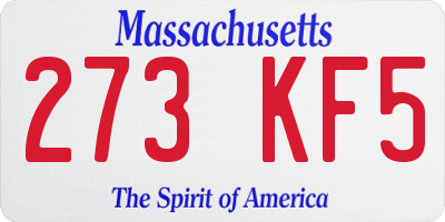 MA license plate 273KF5