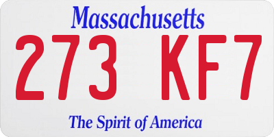 MA license plate 273KF7