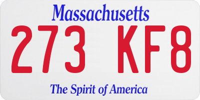MA license plate 273KF8