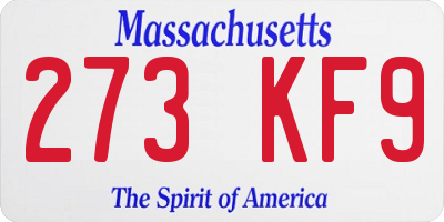 MA license plate 273KF9