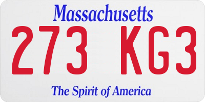 MA license plate 273KG3