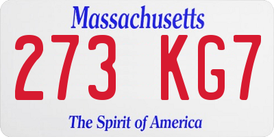 MA license plate 273KG7