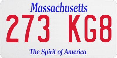 MA license plate 273KG8