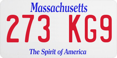 MA license plate 273KG9