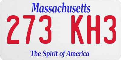 MA license plate 273KH3