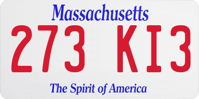 MA license plate 273KI3