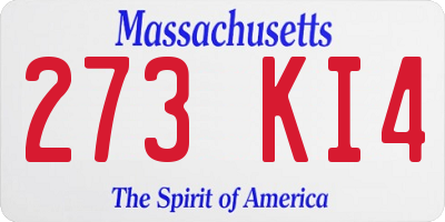 MA license plate 273KI4