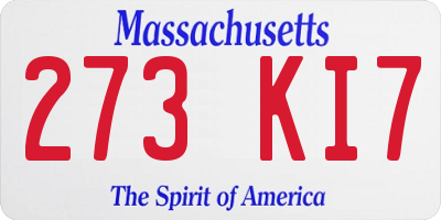 MA license plate 273KI7