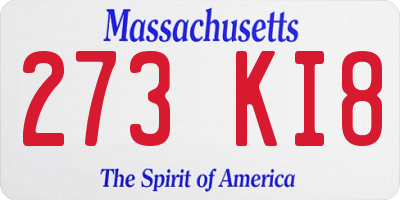 MA license plate 273KI8