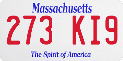 MA license plate 273KI9
