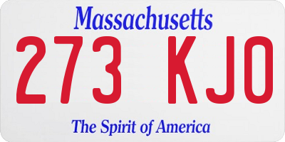 MA license plate 273KJ0