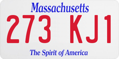MA license plate 273KJ1