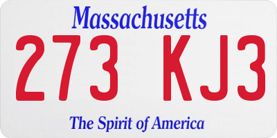 MA license plate 273KJ3