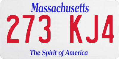 MA license plate 273KJ4